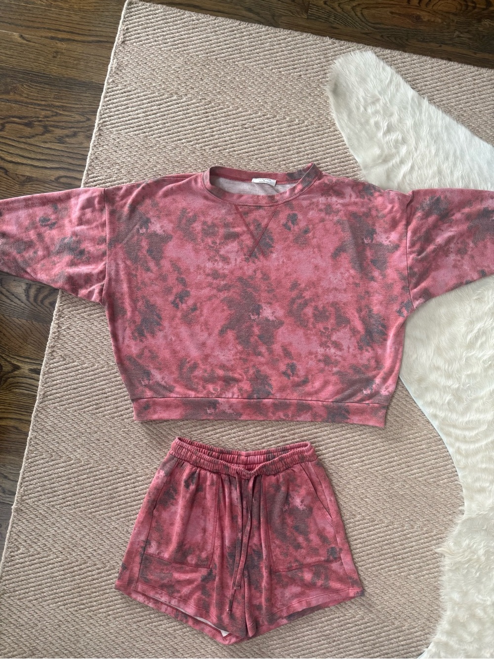 Women’s Pink Tie-Dye Shirt and Sweatshirt Set - Zenana